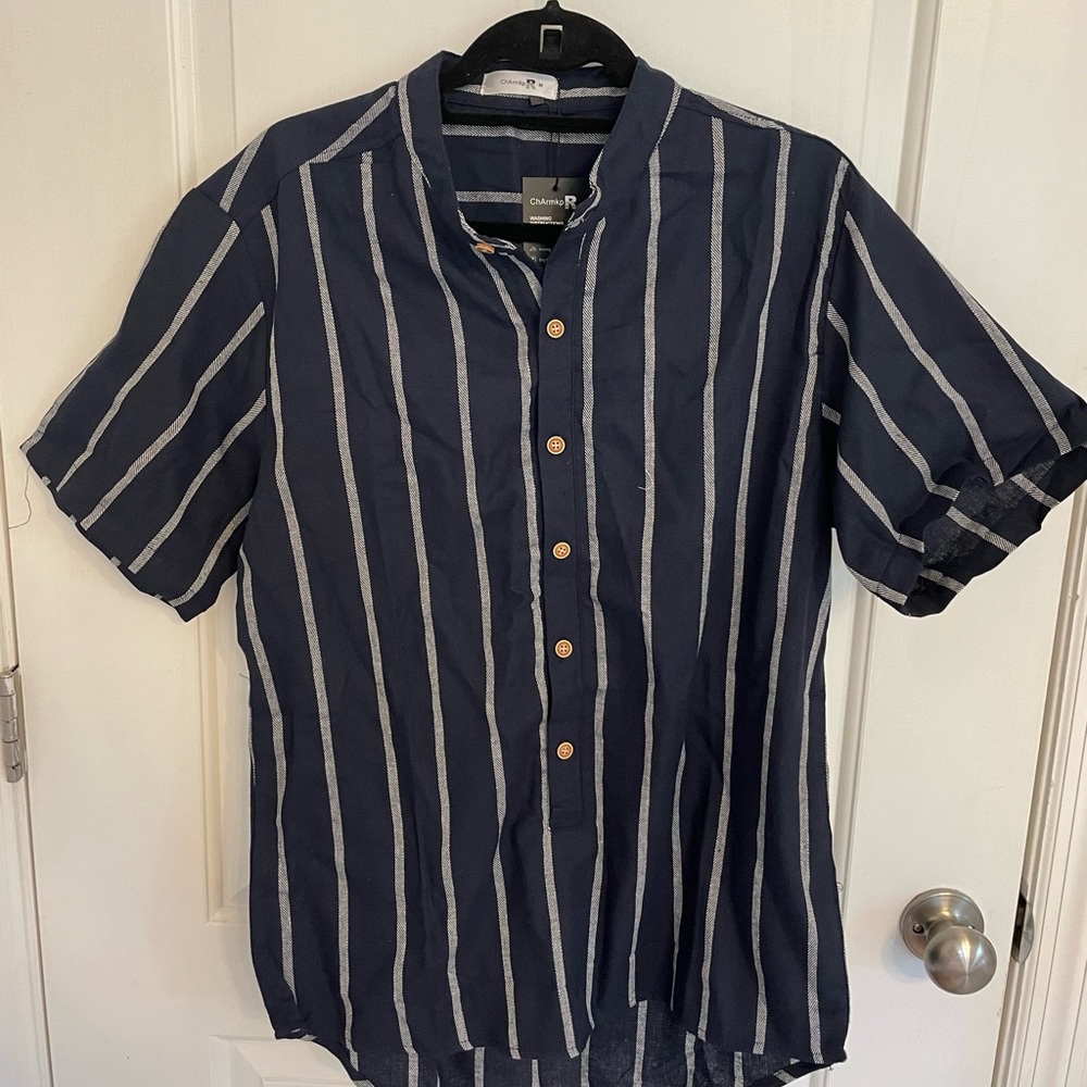 Mens Navy Blue striped shirt